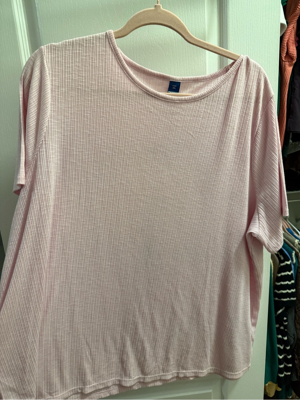 Light Pink Ribbed Short Sleeve Shirt